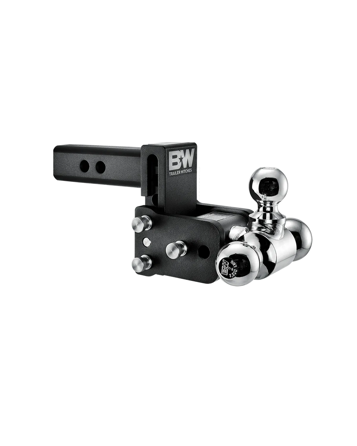 B&W Trailer Hitches B&W Tow & Stow 2in Tri-Ball Receiver Hitch, Black, 3in Drop-3.5in Rise