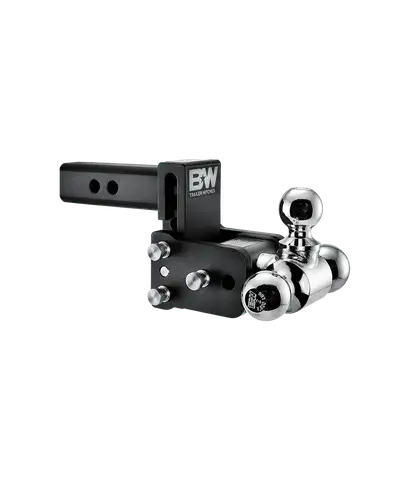 B&W Trailer Hitches B&W Tow & Stow 2in Tri-Ball Receiver Hitch, Black, 3in Drop-3.5in Rise