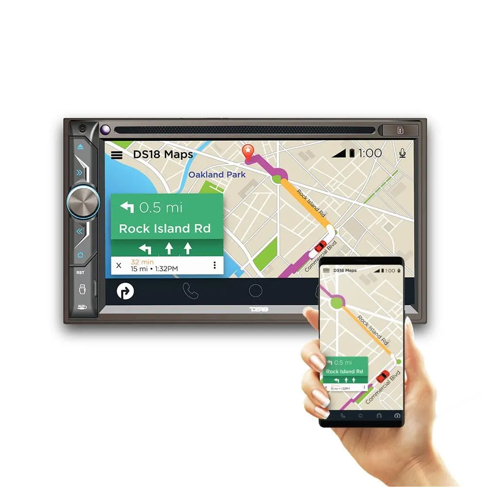 6.9" Touchscreen Double-DIN Headunit with DVD, Bluetooth, USB and Mirror Link product image