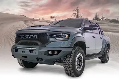 Fab Fours Matrix Front Bumper; No Guard; Sensor Compatible; 2 Stage Matte Black Powder Coat;