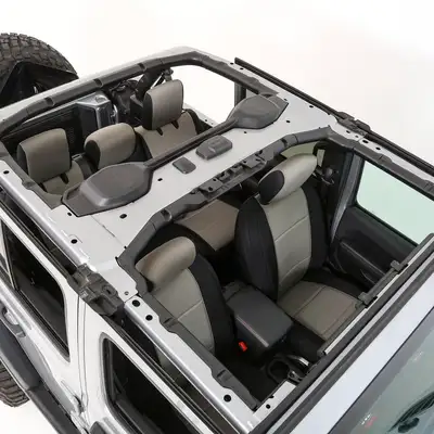 Smittybilt 18c Wrangler JL 4DR Neoprene Front And Rear Seat Cover Set; Nonrubicon Models; Black/Gray