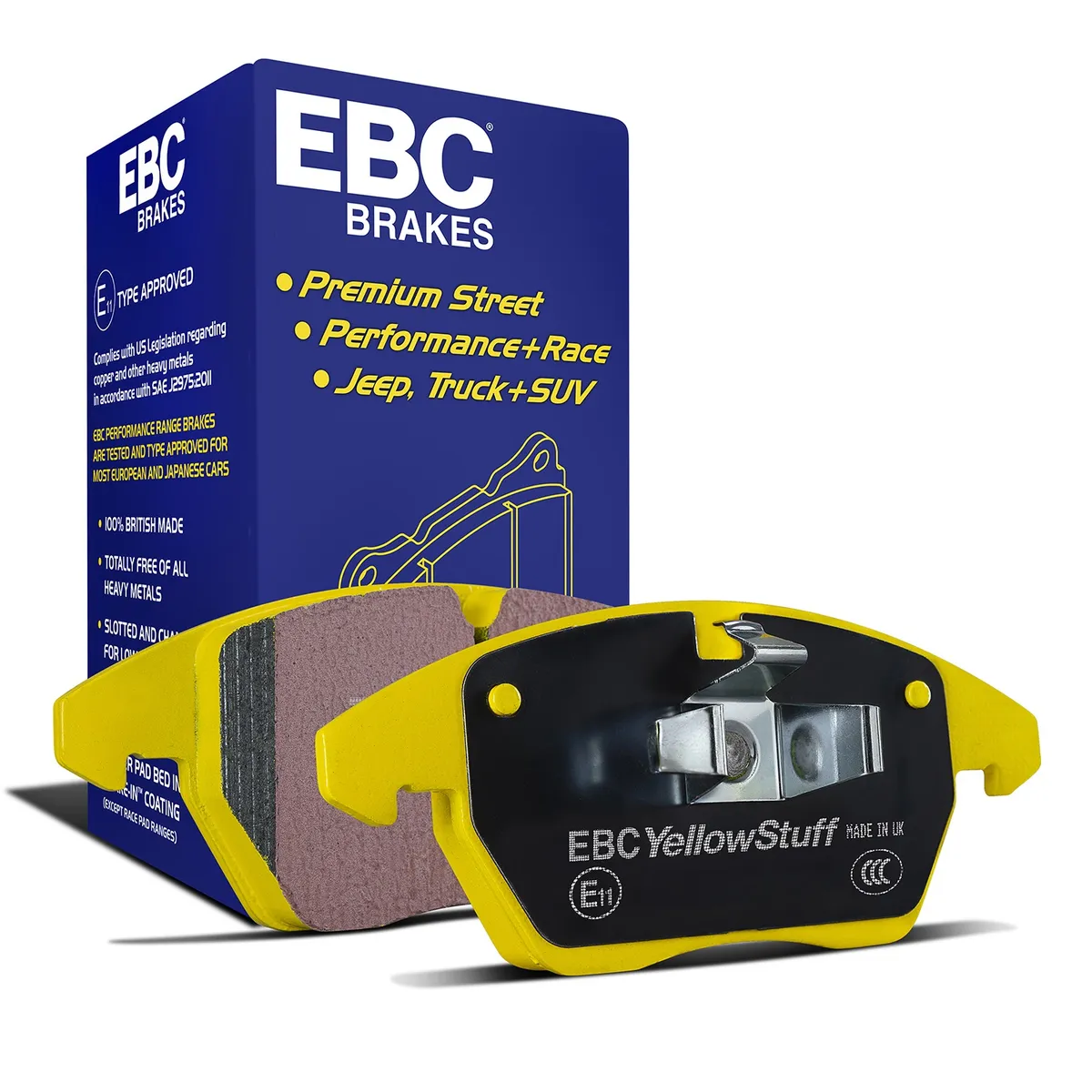 EBC Brake Pad Disc Rotor Kit; Set Of Yellowstuff Brake Pads/2-Piece Fully-Floating Brake Discs; product image