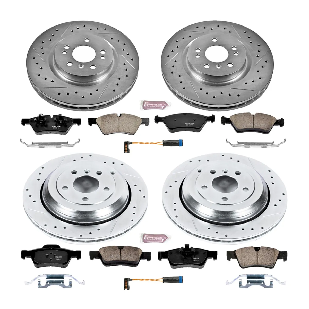 Z23 Evolution Sport Upgrade Kit: Drilled/Slotted Rotors; Carbon-Fiber Ceramic Pads W/Hardware; Pad Sensors product image