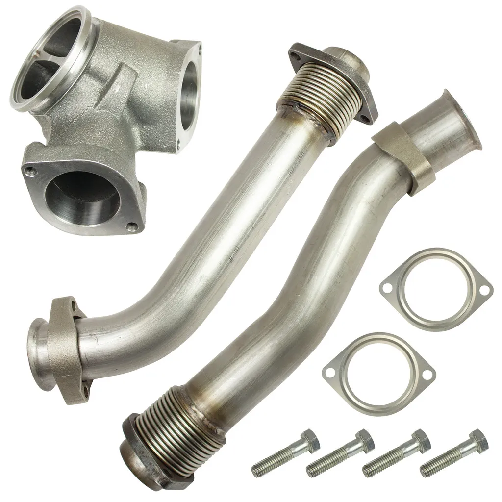 Turbocharger UpPipes Kit; Incl. Drivers And Pass. Side UpPipes/Collector Adapter/Gaskets/Hardware; product image
