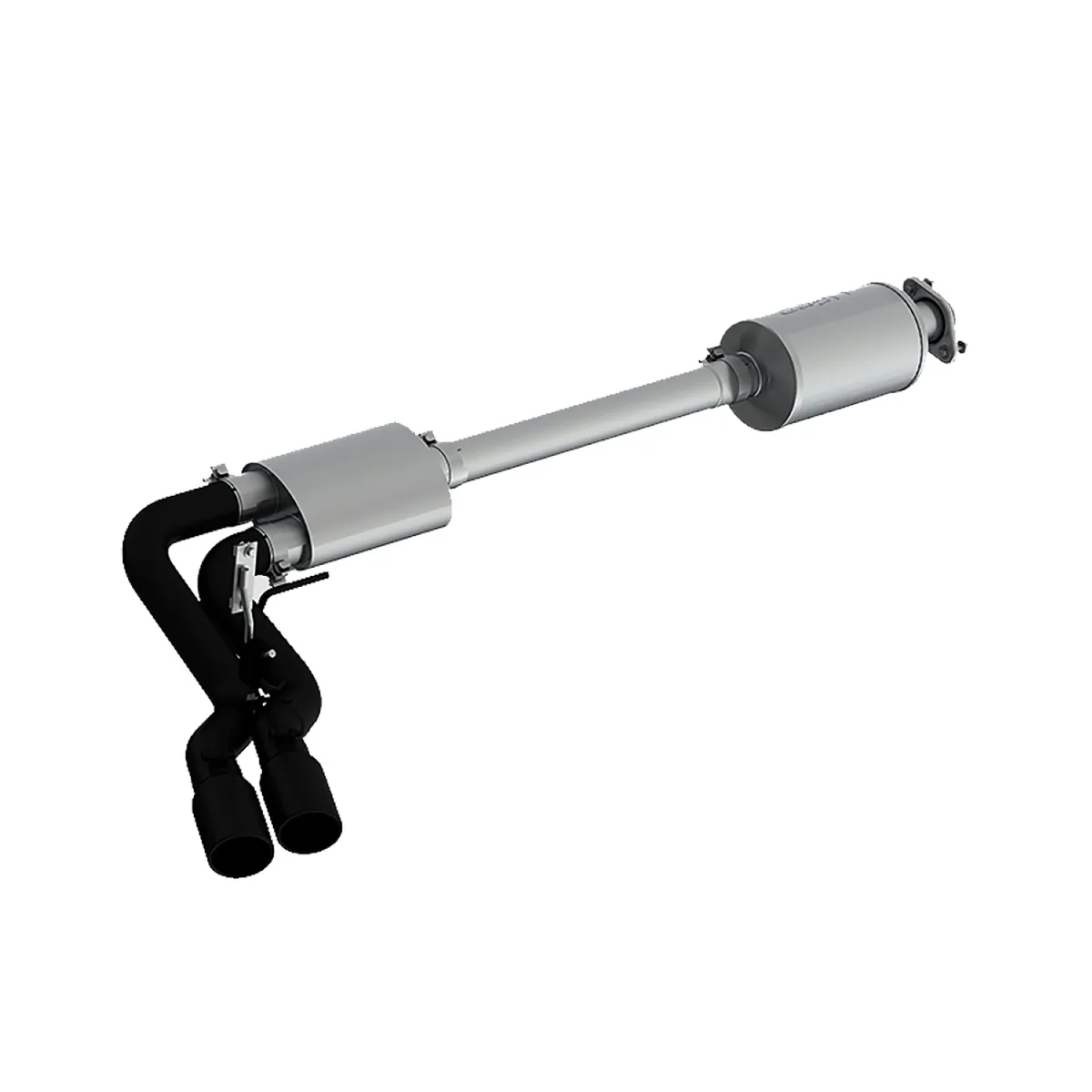 Armor BLK Cat Back Exhaust System; 3 in.; Incl. Front Pipe/Ext. Pipe/Muffler/Tailpipe/Hardware/4 in. OD Tip; Pre-Axle Dual Outlet; Street Version; Black Coated; product image