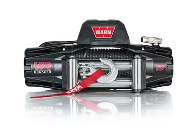 Warn WARN - Vehicle Mounted; Vehicle Recovery Winch; 12 Volt Electric; 10000 Pound Line Pull Capacity; 94 Foot Wire Rope; Hawse Fairlead; Wired Remote; Planetary