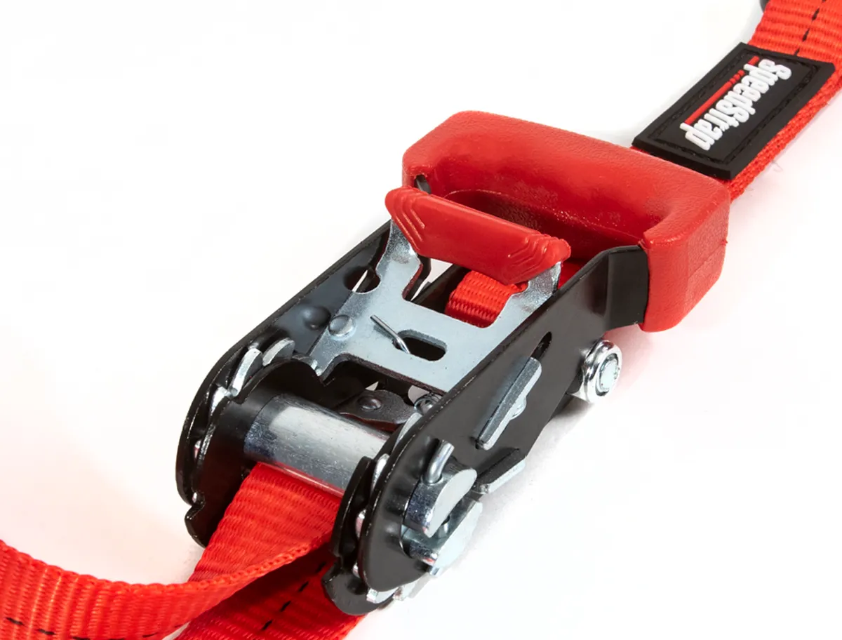 1 Inch x 15' Ratchet Tie Down w/ Snap 'S' Hooks and Soft Tie 2 Pack Red SpeedStrap product image