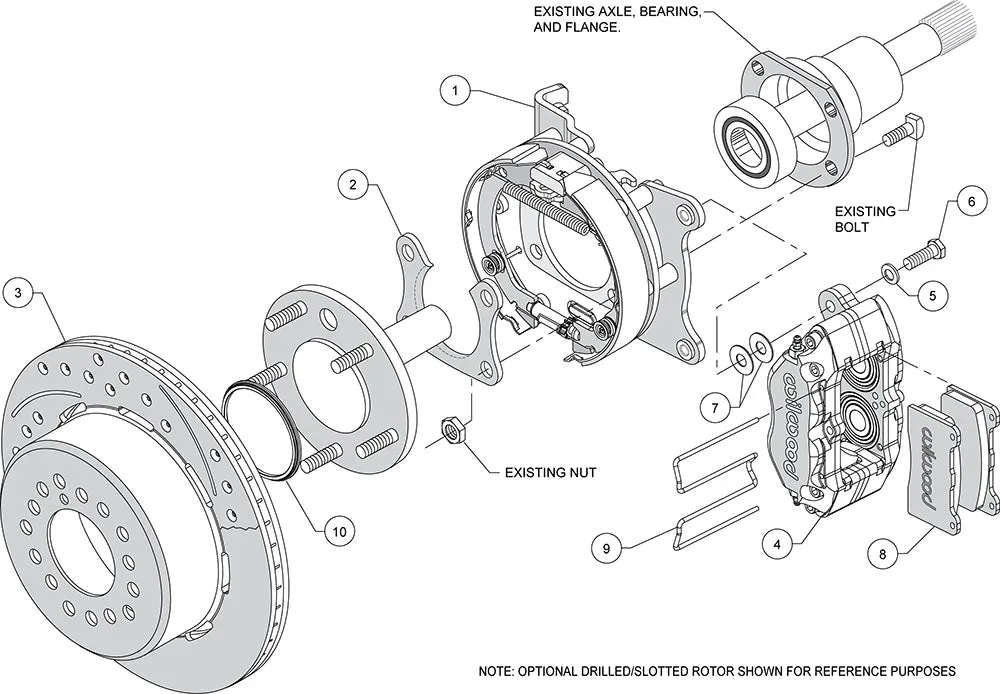 Wilwood DP-DB PS Park Brake Kit Drilled Red Small Ford 2.50in Offset product image