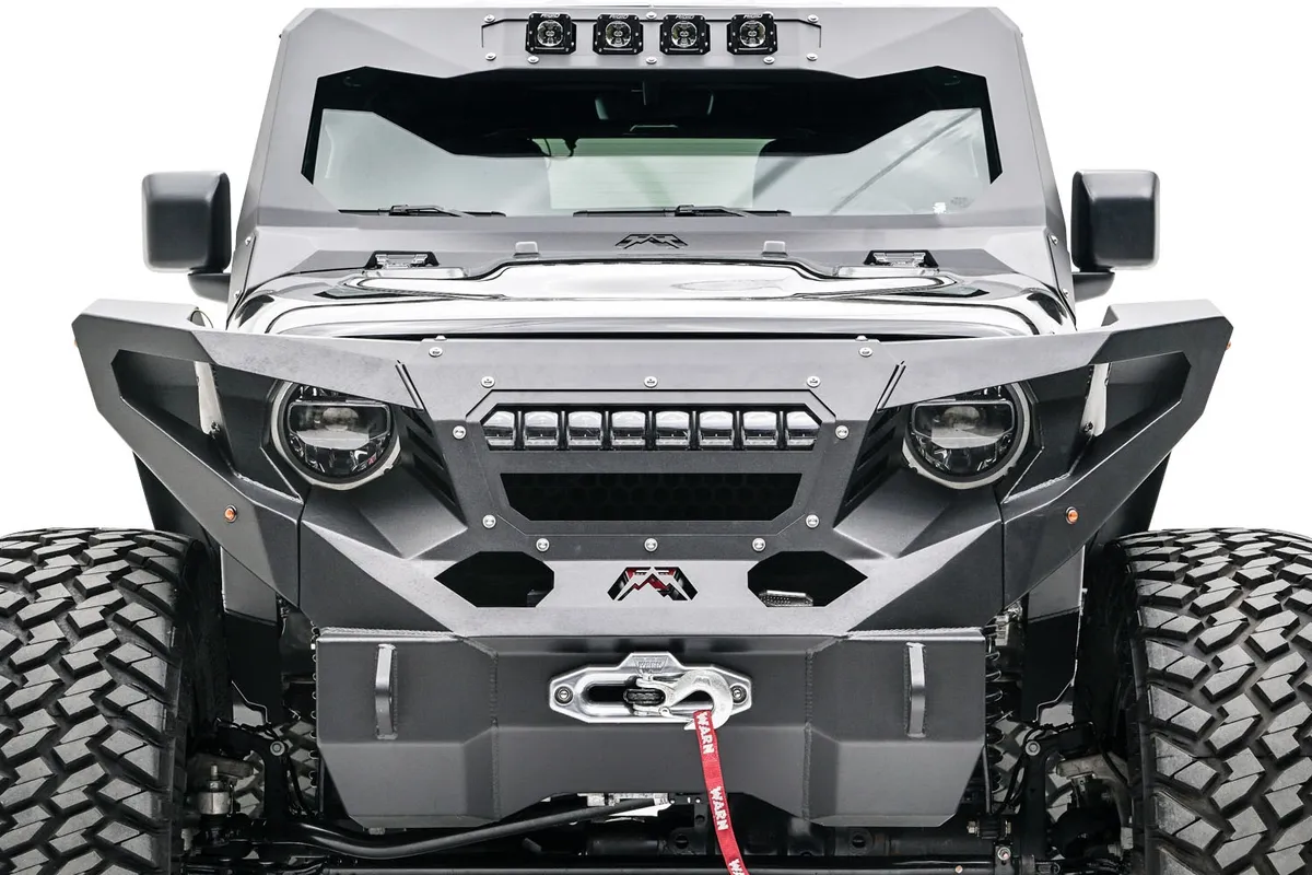 Grumper Light Bar Mount; 20 In. Light Bar; 11 Gauge Steel Construction; 2 Stage Matte Black Powder Coat w/Epoxy Primer; product image