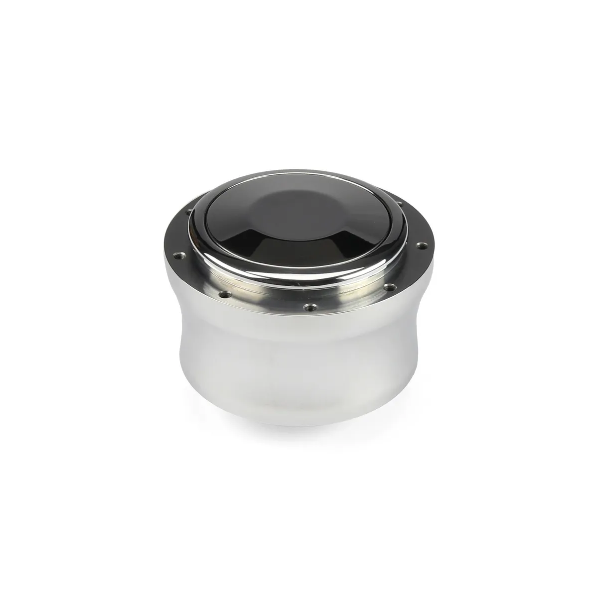 Steering Wheel Hub Adapter; Fits w/67-94 GM; 9 Bolt; Polished Billet Aluminum; w/Aluminum Covered Plastic Horn Button; product image