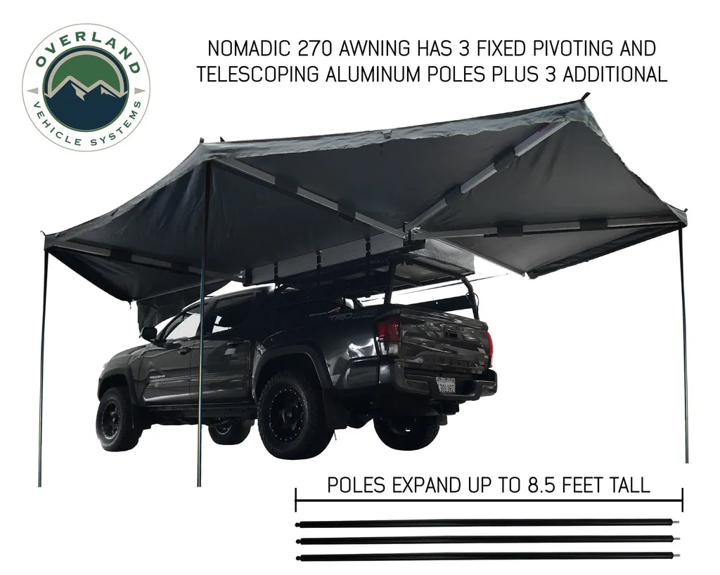 Overland Vehicle Systems Nomadic 270-Degree Awning, Dark Gray w/Black Transit Cover, Driver Side product image