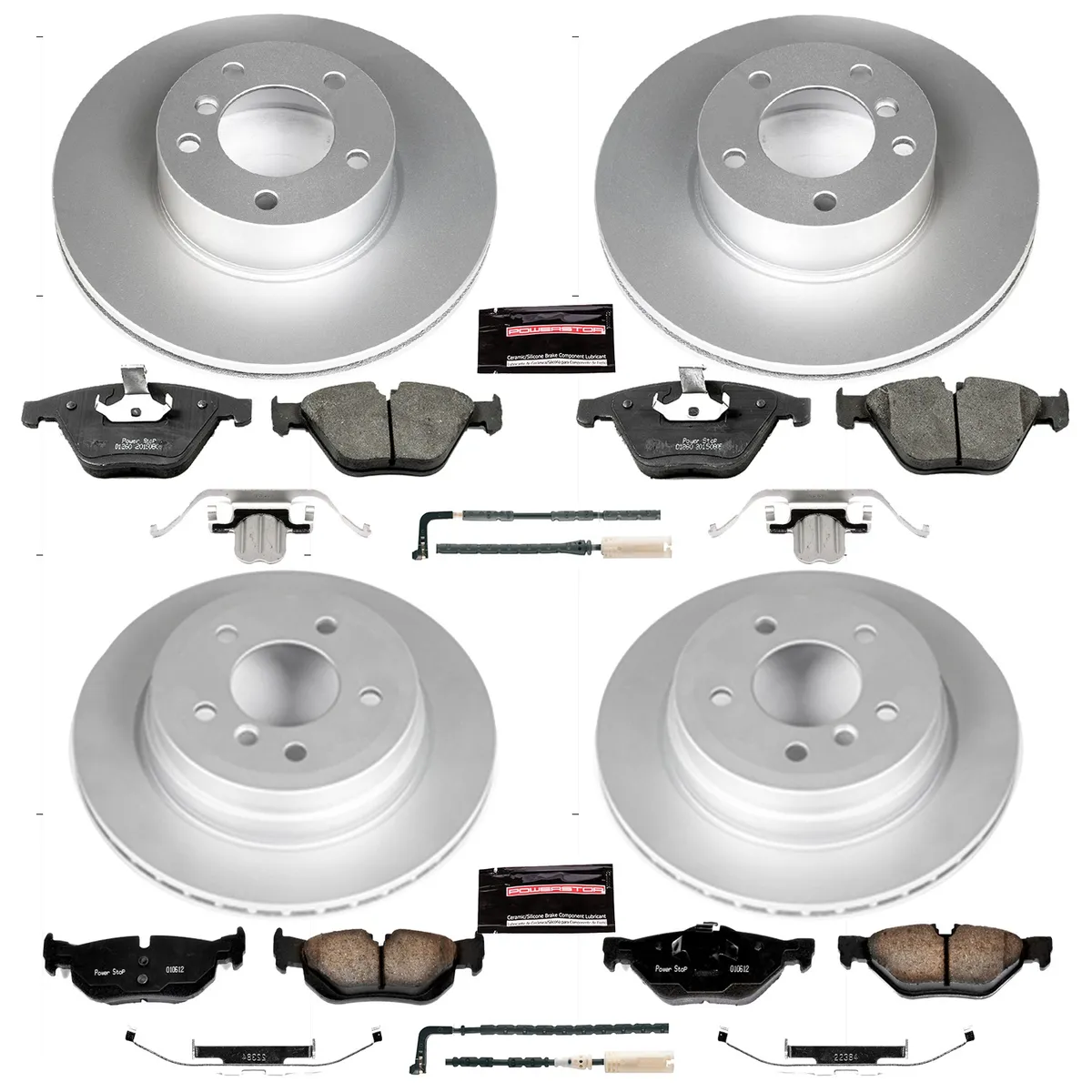 Z23 Sport Geomet Coated Rotor Kit For European Vehicles: Genuine Geomet Fully Coated Rotors; Carbon-Fiber Ceramic Pads W/Hardware; Pad Sensors product image