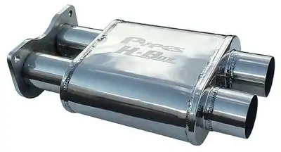 Pypes Performance exhaust H-Box Muffler 2.5 in Gaskets/Hardware/Clamps Incl 304 Stainless Steel Polished Finish Replaces Center Resonator w/H-Pipe Muffler Pypes Exhaust