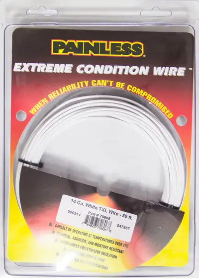 Painless Wiring 14 Gauge TXL Wire; 50 ft.; White;