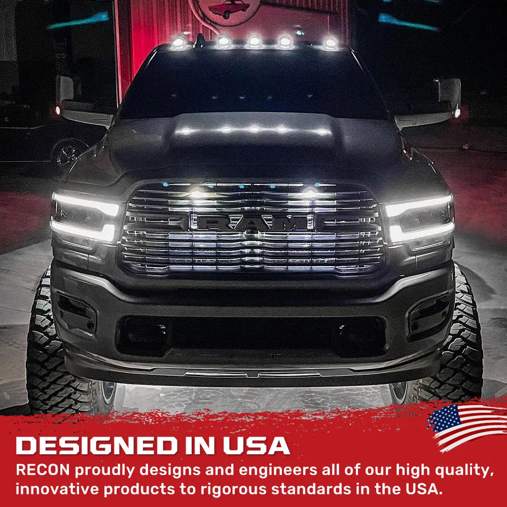 CAB LIGHTS Dodge 19-21 Heavy-Duty 2500 and 3500 5-Piece Set Clear Cab Roof Light Kit with White and Amber Ultra High-Power Strobe LEDs and White or Amber Running Light LEDs product image