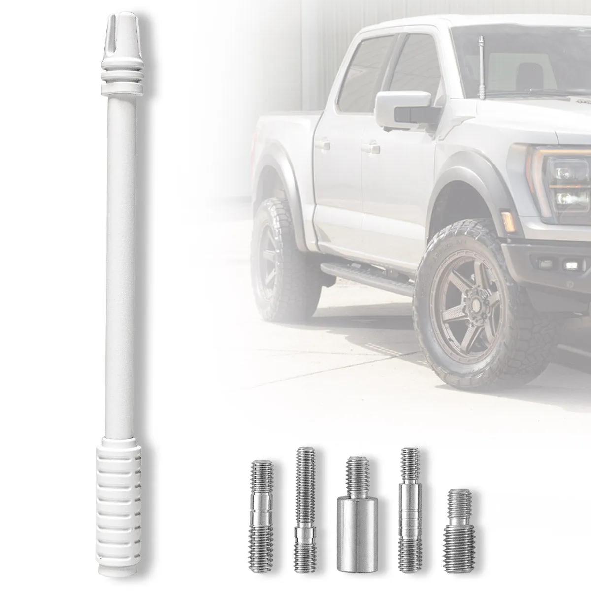 AR-15 Rifle Barrel 10" Aluminum Truck Antenna with 3-Pronged Threaded Flash Hider Barrel Tip (Antenna Fits OEM Factory Threaded Antenna Base) Multiple Colors product image