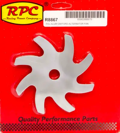 Racing Power Company Alternator Pulley Fan Polished Aluminum