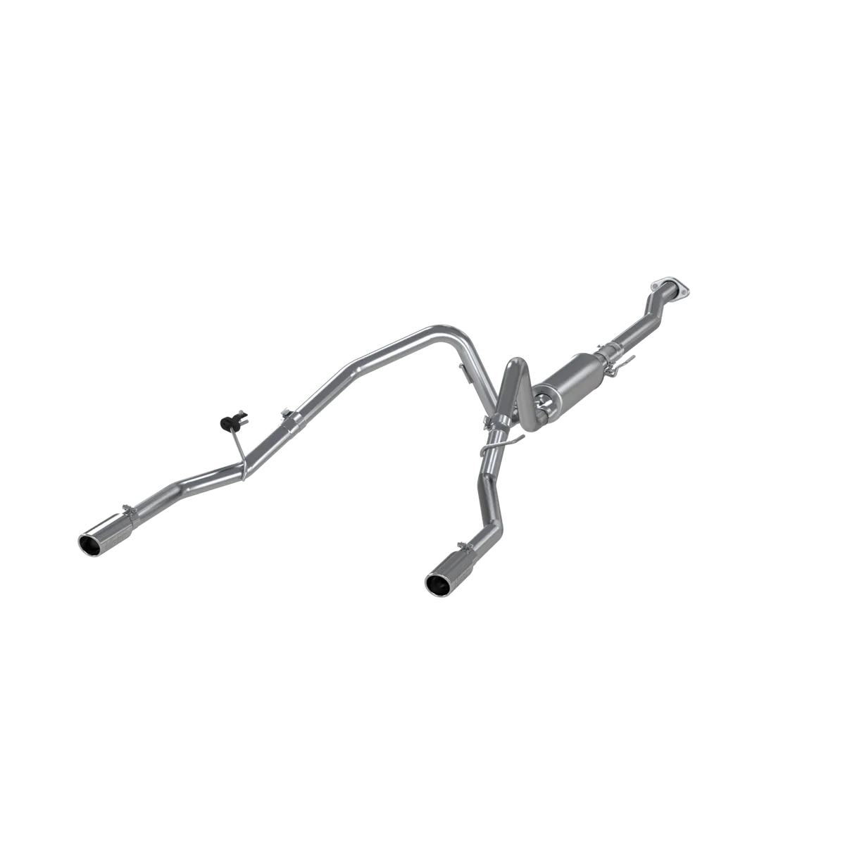 Armor Lite Cat Back Exhaust System; 2.5 in.; Incl. Front Pipe/Ext. Pipe/Muffler/Over Axle Pipe/Tailpipes/Hardware/3.5 in. OD Tips; Dual Split Rear Exit; Aluminized; product image