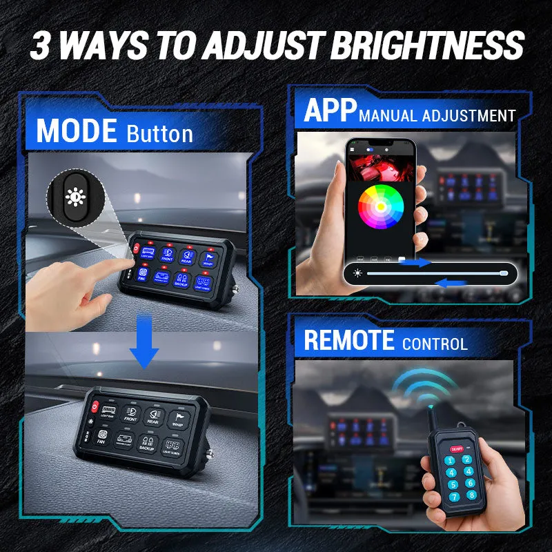 4 Control Modes Universal 8 Gang RGB Switch Panel for Off-Road & Jeep product image