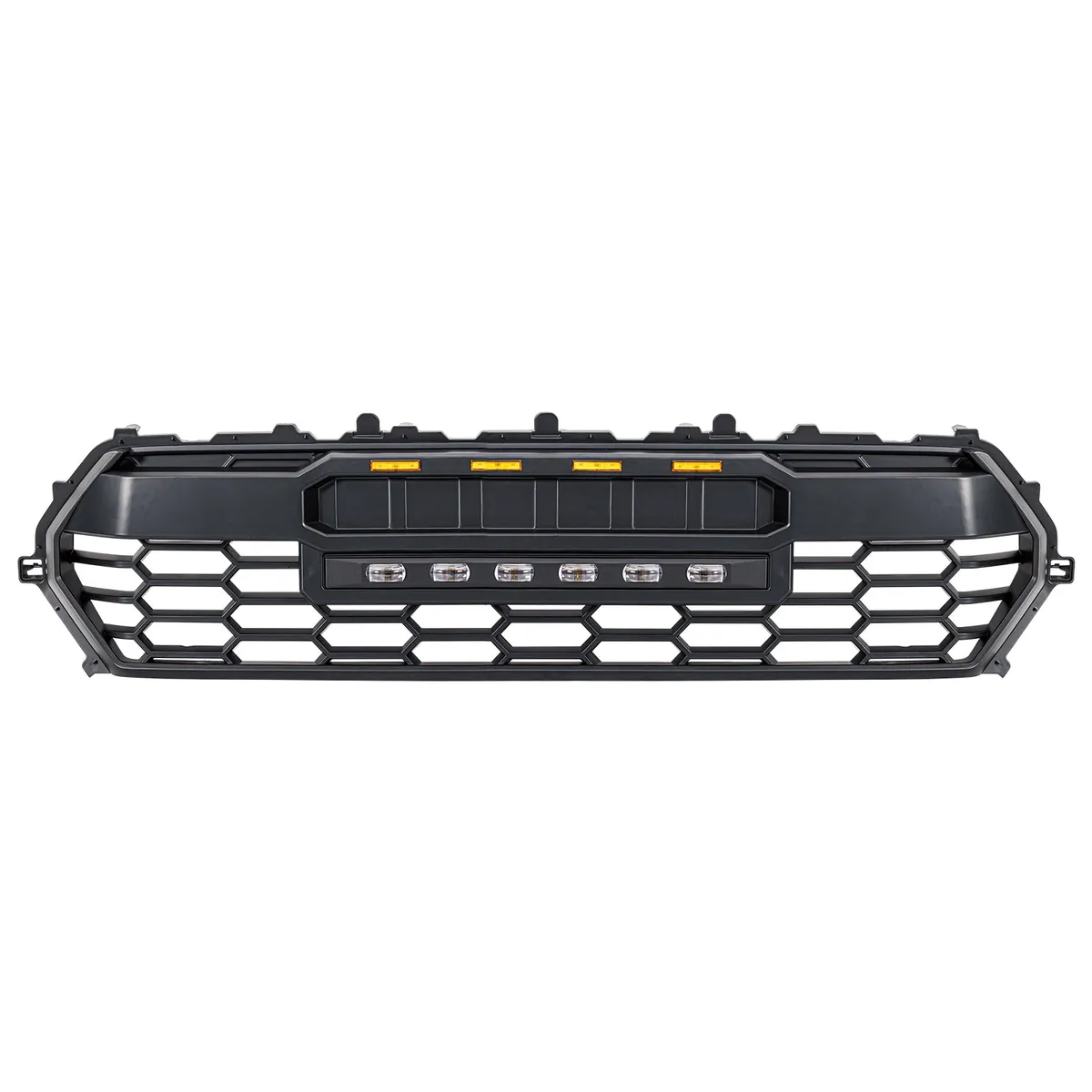Trd Pro Style Front Grille w/ LED Off-Road Lights, Amber Lights And Diy Letters For 2024+ Toyota Tacoma- Matte Black | in Stock on Apr 30 product image