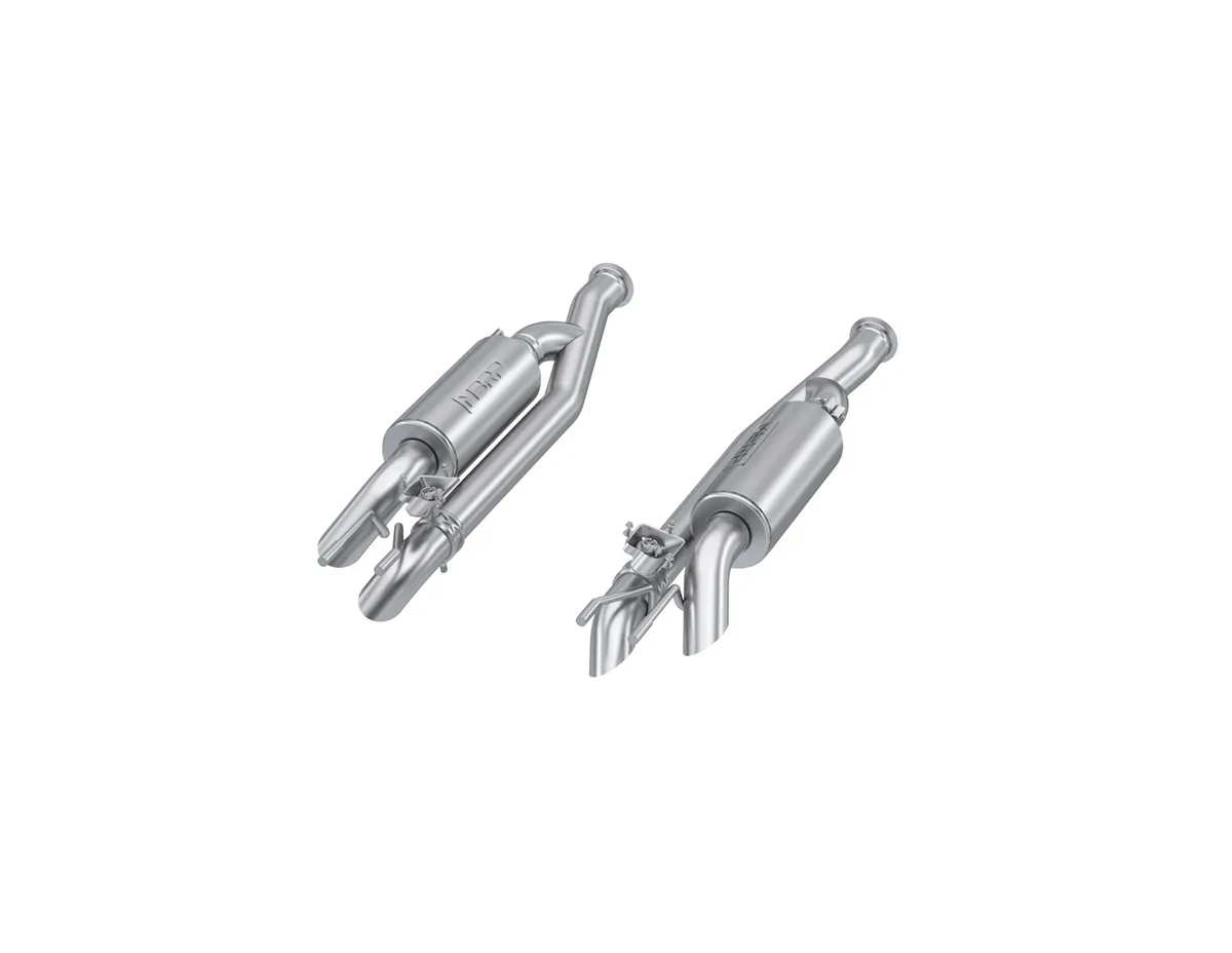 Armor Pro Axle Back Exhaust System; 2.5 in Diameter; Dual Split Side; T304 Stainless Steel; w/2.5 in. Quad Outlet Turn Down Tail; product image