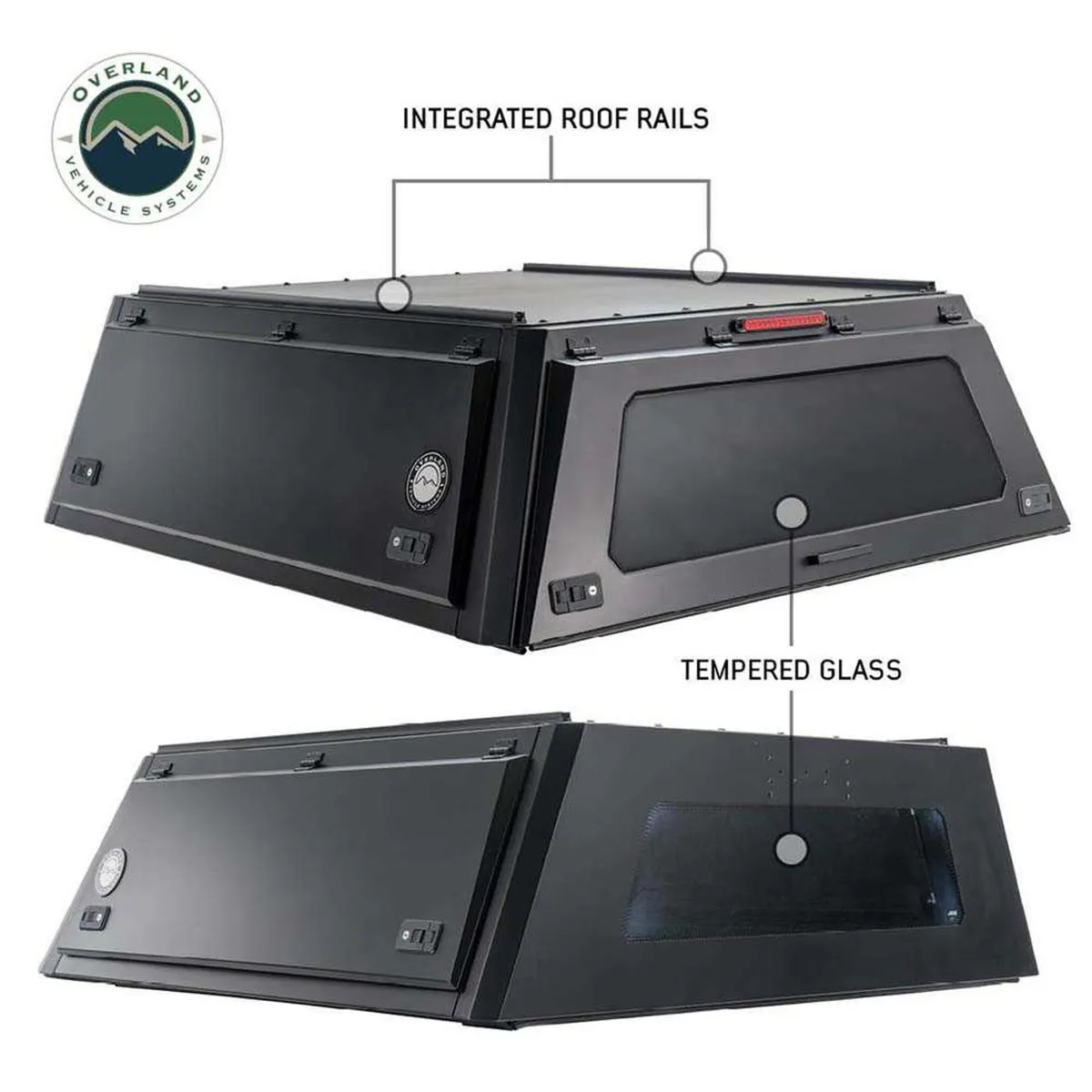 Expedition Truck Cap W/Full Wing Doors, Front and Rear Windows and 3rd Brake Light 19-23 Ford Ranger 5 Foot Bed Overland Vehicle Systems product image