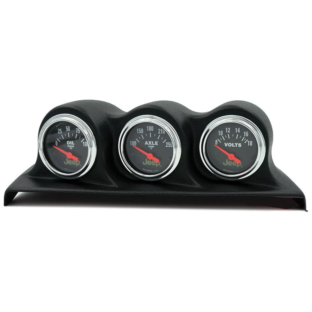 Gauge Kit; 3 Pc; Wrangler (Jk) 07-10; Oil Psi/Axle Temp/Volt; 100psi/250 F/18v; Blk Dial; Chrome Bzl; Jeep product image