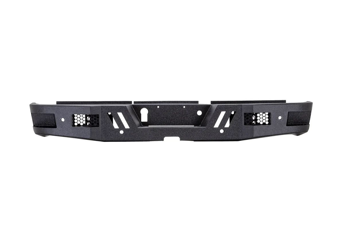 ECO-Series Rear Bumper; w/Dual Cube Light Pockets; 1/8 in. Steel Plate; Textured Black; product image