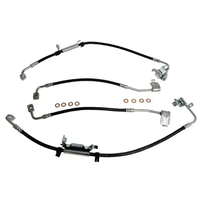 Crown Automotive Jeep Replacement Blacksilvercopper Brake Hose Kit Includes Left And Right Front And Rear Brake Hoses And 8 Brake Hose Washers