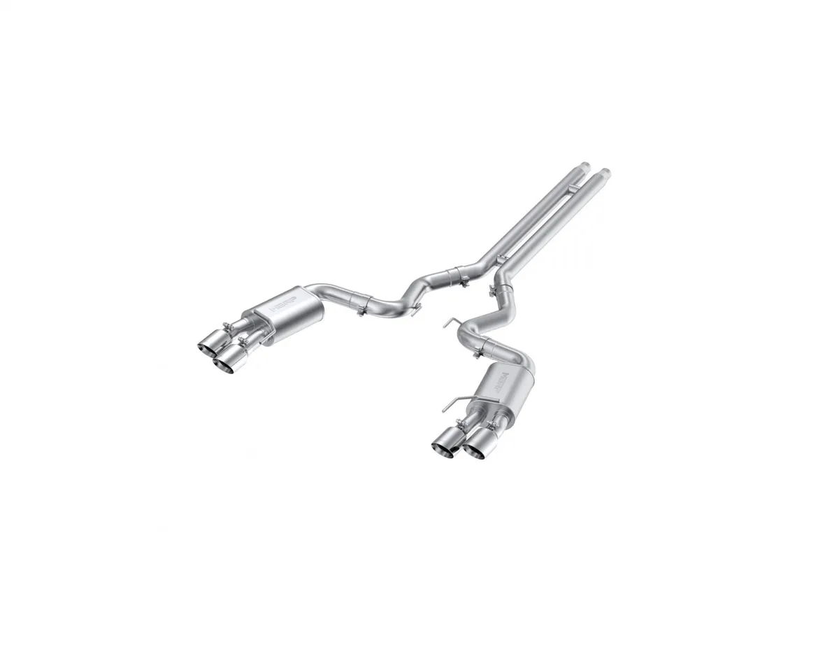 Armor Pro Cat Back Exhaust System; 3 in.; Incl. H-Pipe/Ext. Pipes/Mufflers/Hrdw/Quad 4in. OD Dual Wall Tips; Dual Rear Exit; Non Active Exhaust; Street Version; 304 SS; product image