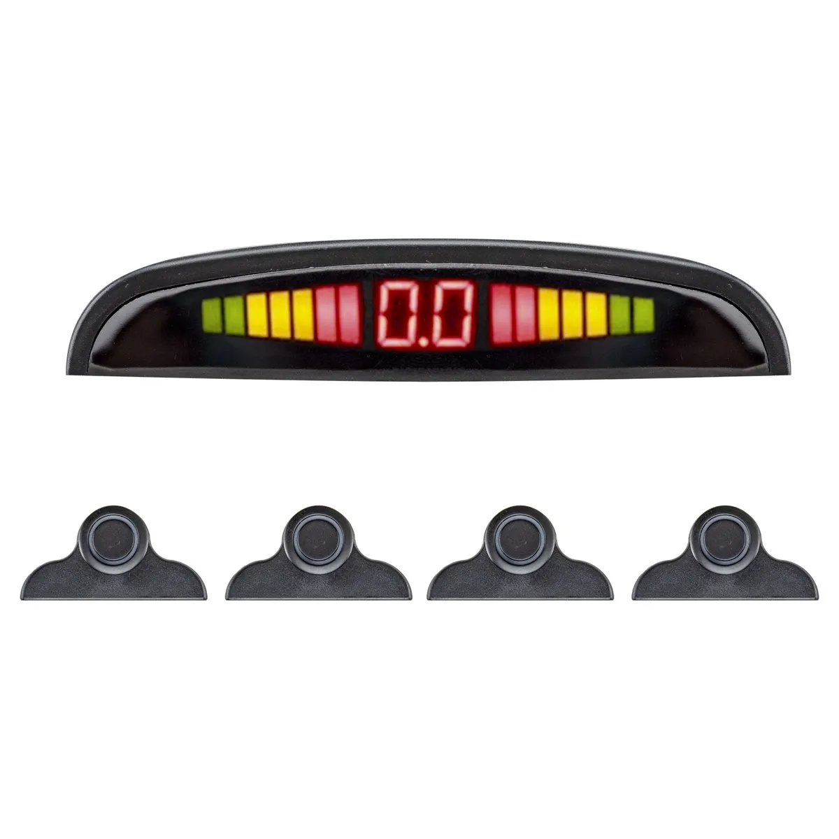 Commercial Backup Sensor System w/4 Sensors; Outside Control Box; LED Display; Detection Range 1ft. to 9.5ft.; Under Bmpr Sensor Mount; 11ft. Sensor Harness/49ft. Display Harness; product image