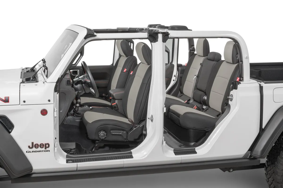 Jeep Wrangler Front and Rear Neoprene Seat Covers for 20-Up Jeep Gladiator JT w/Leather Interior Light Gray Diver Down product image