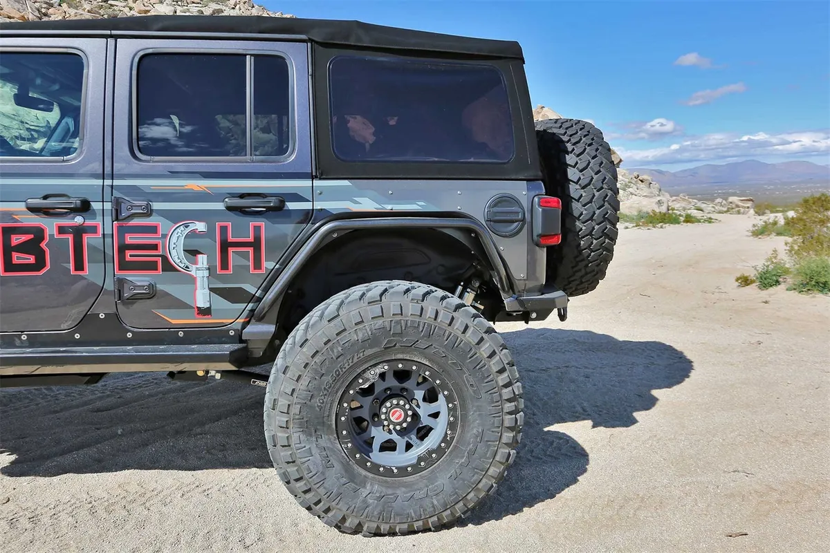 Fabtech Tube Fenders; 4.5 in. Wide; Rear; Steel; Texture Black;