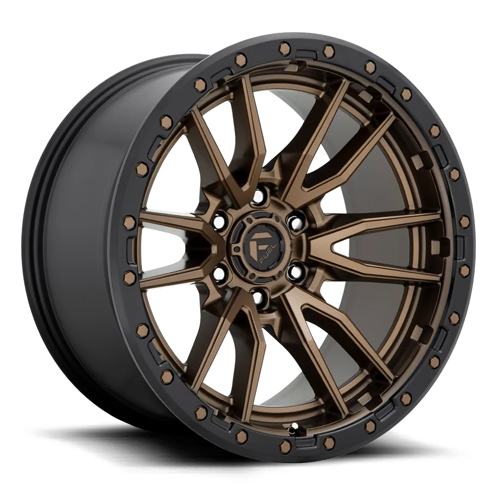 Aluminum Wheels 17X9 Rebel D681 6 On 139.7 Matte Bronze Black Bead Ring 106.1 Bore 1 Offset Fuel Off Road Wheels product image