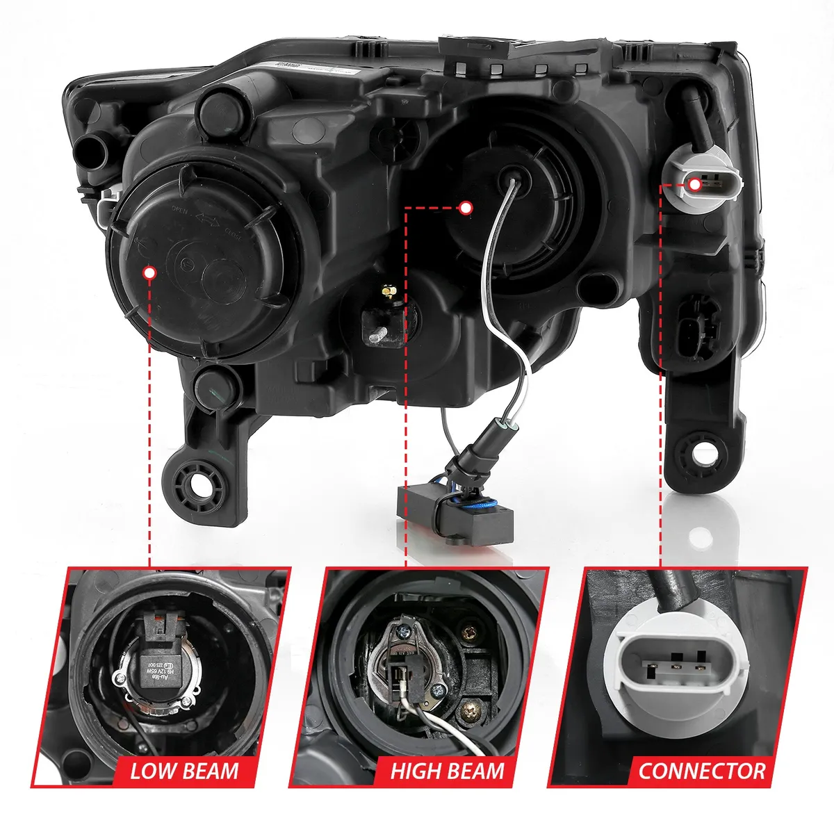 Jeep Grand Cherokee 17-22 Projector Switchback LED Plank Style Headlights Chrome (Not For HID Models) product image