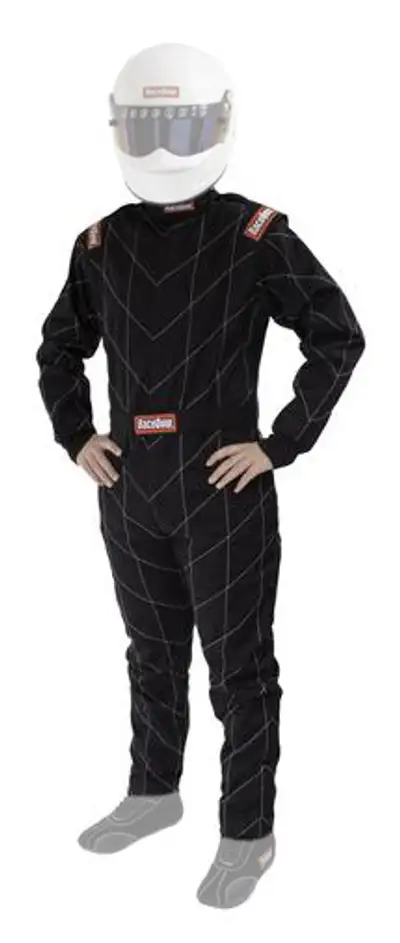 Racequip One Piece Single Layer Racing Driver Fire Suit Sfi 3.2a 1 Black Large