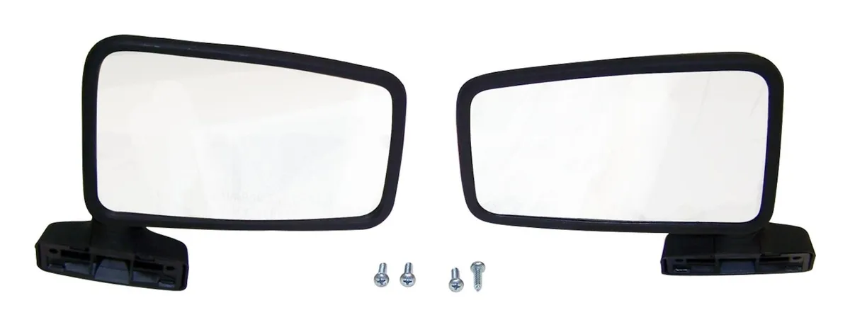 1987-1990 Cherokee XJ Non Remote Mirrors (Small); Includes Left & Right 1987-1990 Comanche MJ Non Remote Mirrors (Small); Includes Left & Right 1987-1993 Wrangler YJ w/ Full Hard Doors; Includes Left & Right product image