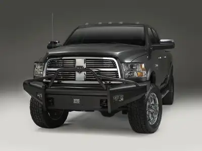 Fab Fours Elite Front Bumper; 2 Stage Black Powder Coated; w/Pre-Runner Grill Guard; Incl. Light Cut-Outs;