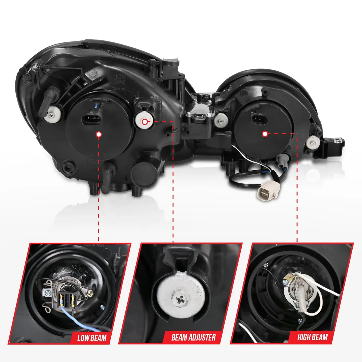 Projector Headlight Set w/Halo; Clear Lens; Chrome Housing; Pair; CCFL; For Use w/Non HID Models Only; product image