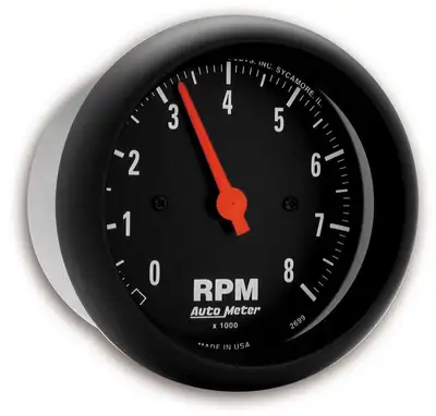 AutoMeter Gauge, Tachometer, 3 3/8", 8k RPM, In-Dash, Z Series