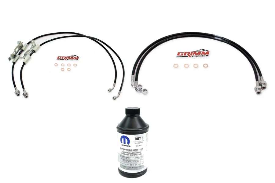 Grimm OffRoad Grimm Offroad Front and Rear Brake Lines w/ Brake Fluid Package - JT/JL/JK