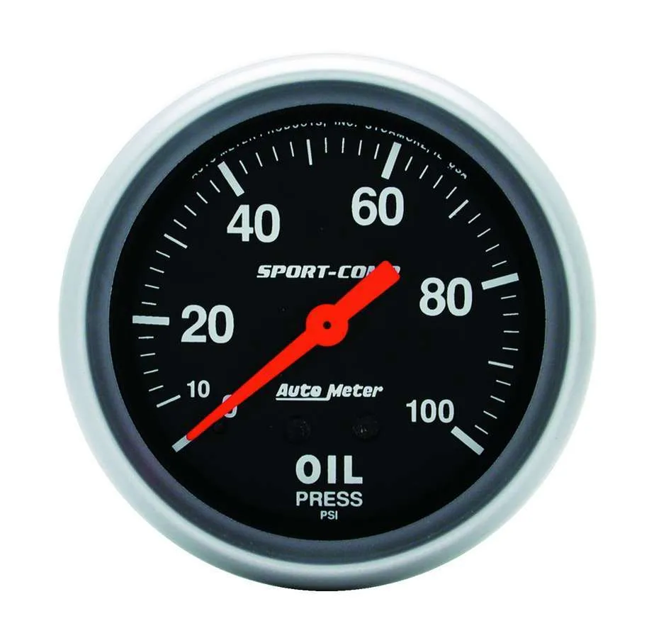 AutoMeter Gauge, Oil Pressure, 2 5/8", 100psi, Mechanical, Sport-Comp
