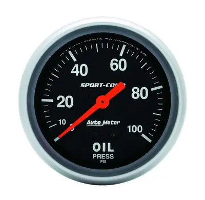 AutoMeter Gauge, Oil Pressure, 2 5/8", 100psi, Mechanical, Sport-Comp
