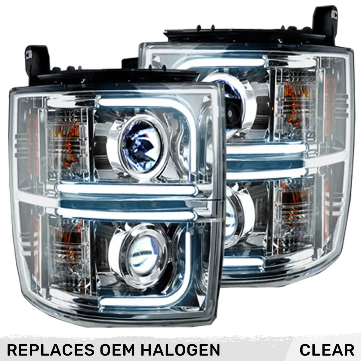 Chevrolet Silverado 25003500 Heavy Duty 14-19 3rd Gen Projector Headlights w Ultra High Power Smooth Oled Halos And product image