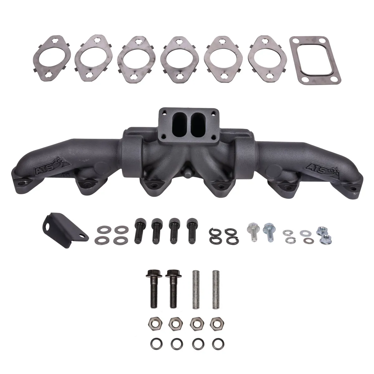 ATS Pulse Flow Exhaust Manifold Kit Fits 1994-2002 5.9L 12V 24V Cummins 3-Pc T4 With Optional Gaskets Premium Hardware product image
