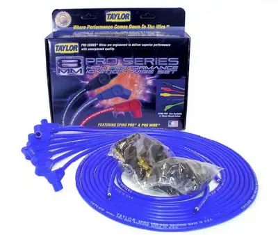 Taylor Cable Taylor Cable Universal 8mm Spiro-Pro Spark Plug Wire Set - 8 Cylinders - 90° Spark Plug Boot Angle - Blue - 73651