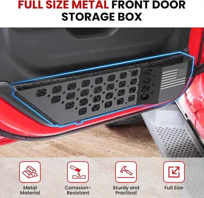 LED Factory Mart Front Door Storage Box for Jeep Wrangler JL & Gladiator JT
