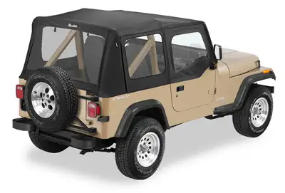 Bestop Black Sailcloth Replace-a-Top, Sailcloth Sailcloth Replace-a-Top Jeep 88-95 Wrangler; Includes upper door skins; Clear side and rear windows
