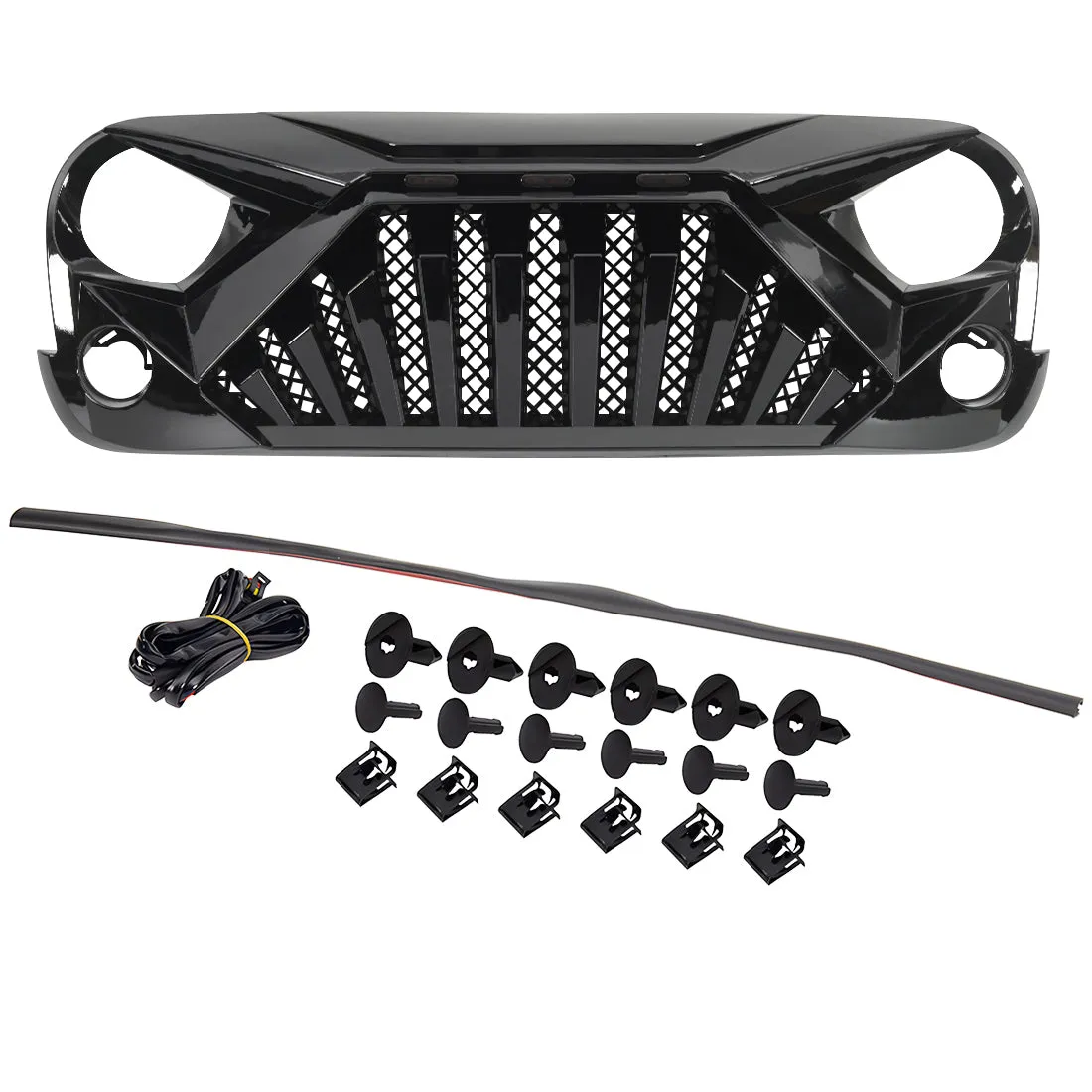 American Modified Amjpaa00129 Goliath Grille With LED Amber Lights - Glossy Black product image