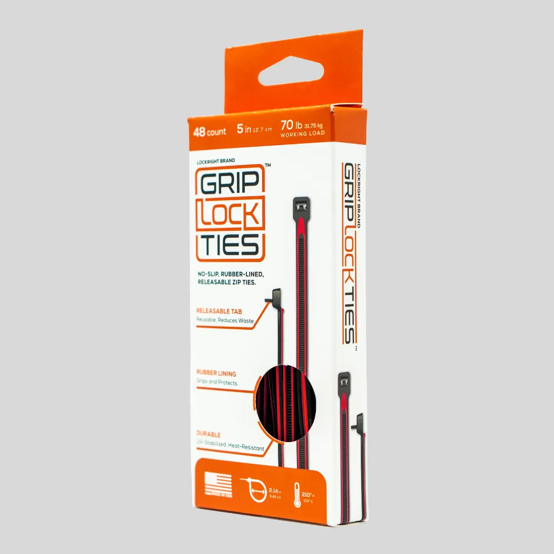 GripLockTies® 5" Rubber-Lined, Reusable Cable Ties - 48 Count product image